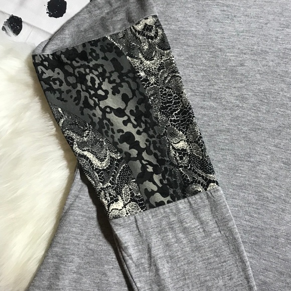 Moa Dolman Tunic Lace Leopard Print Grey Top 2X - Picture 2 of 6